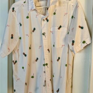 Tommy Bahama White Shirt with Pineapple and Palm Print